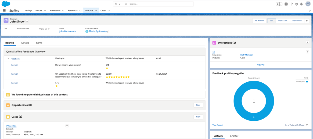 Feedback in Salesforce with Staffino? 9